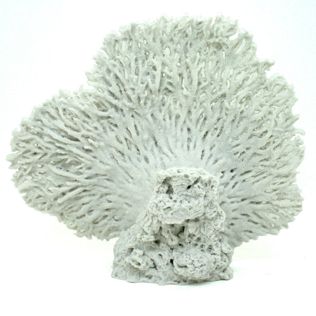 White Standing Table Coral Decor – Modern Coastal Accent Sculpture