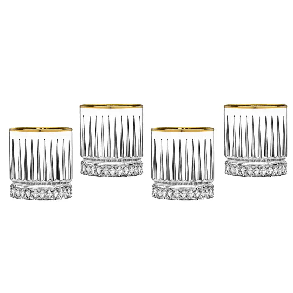 Gold Rim Double Old Fashion Glasses