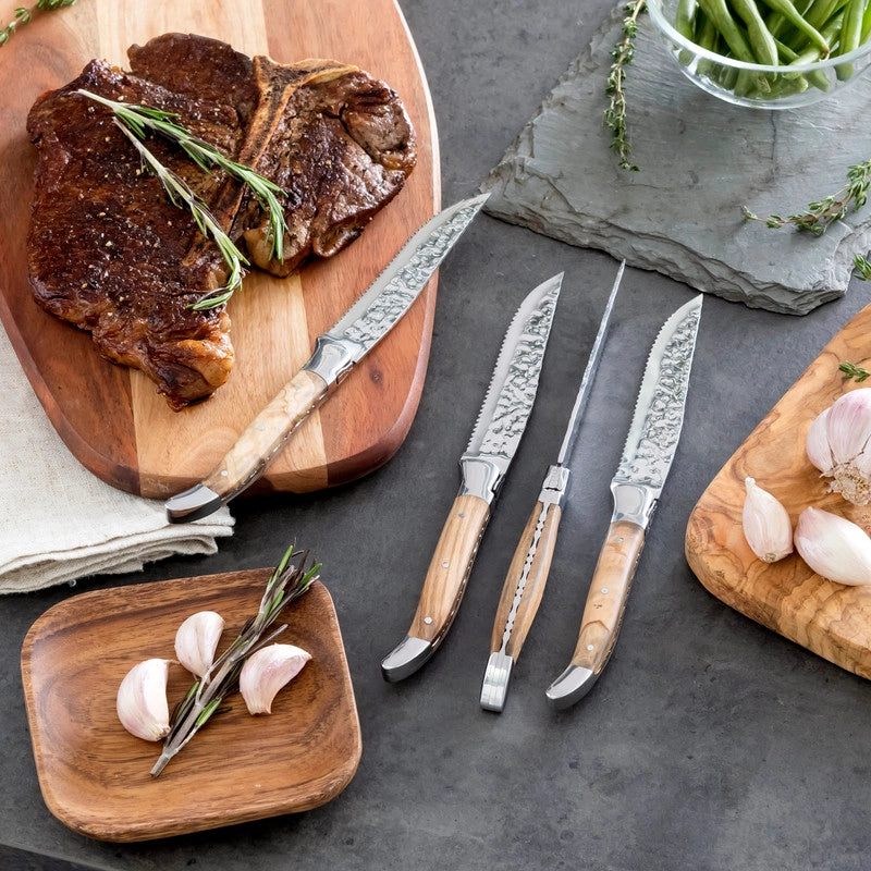 Laguiole Connoisseur Steak Knives with Deer Horn Handles - Set of 4