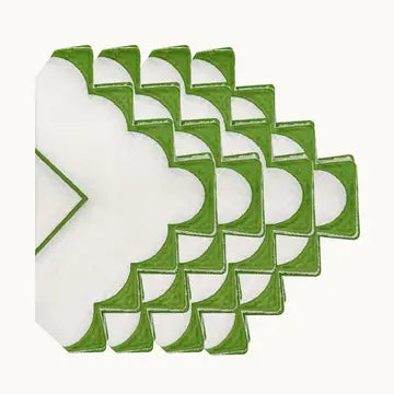 Charlotte Green Embroidered Scalloped Napkin (Set of 4)