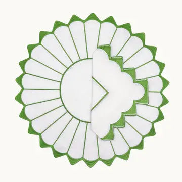 Charlotte Green Embroidered Scalloped Napkin (Set of 4)