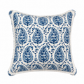 Brunschwig & Fils Rougier Print Blue fabric with Thibaut Pleated Tape