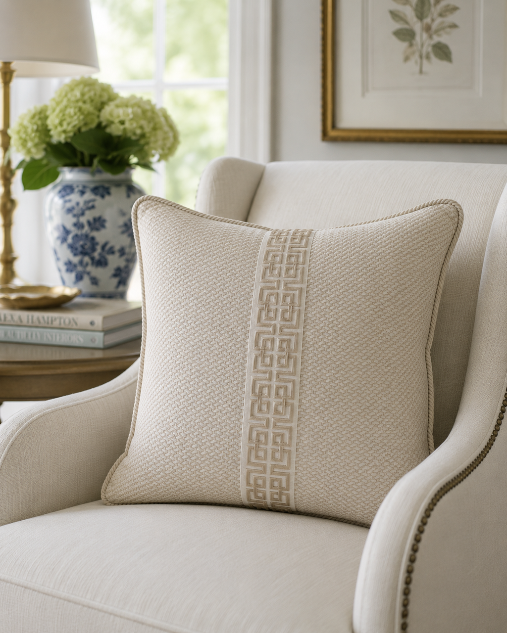 Sedallo Pillow in Champagne Performance Fabric 22"