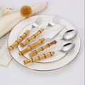 20 Pcs Flatware Set -Silver Bamboo Handle