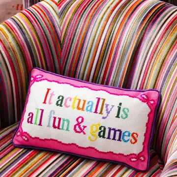 Fun and Games Needlepoint Pillow