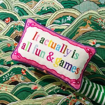 Fun and Games Needlepoint Pillow