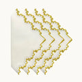 Gardenia Gold Embroidered Linen Napkin
