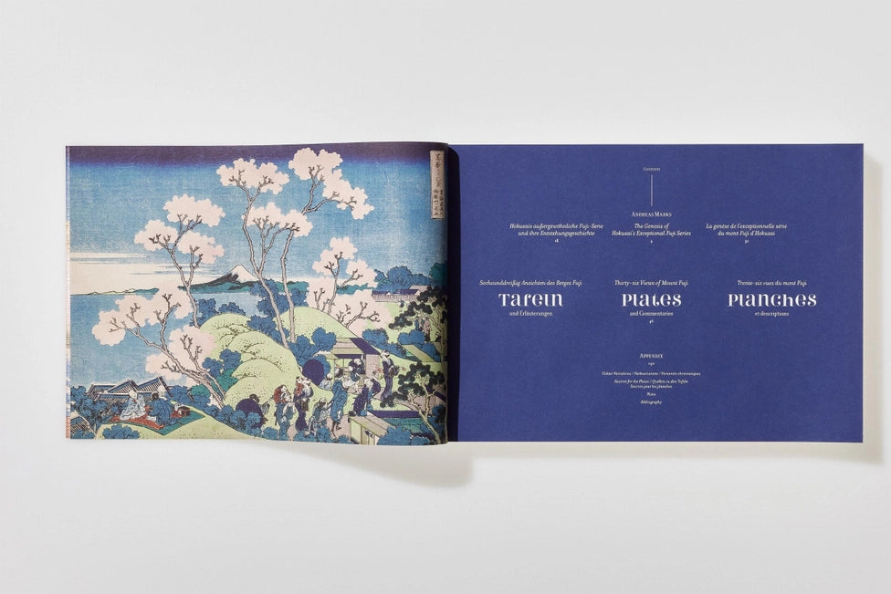 Open book with a floral illustration on the left page and text on the right page.