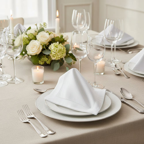 White napkin with a folded corner on a black background