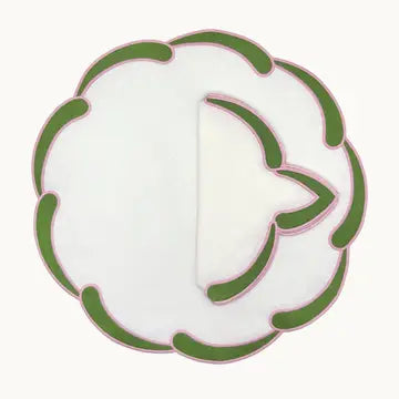 Poppy Green Appliqué Linen Placemat