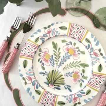 Poppy Green Appliqué Linen Placemat