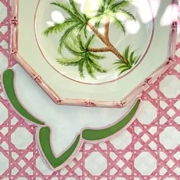 Poppy Green Appliqué Linen Placemat