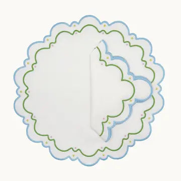 Sugus Embroidered Linen Scalloped Placemat (Set of 4)