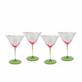 Lily Pink & Green Wine Glass Set for 4