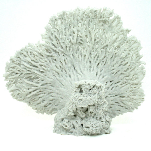 White Standing Table Coral Decor – Modern Coastal Accent Sculpture