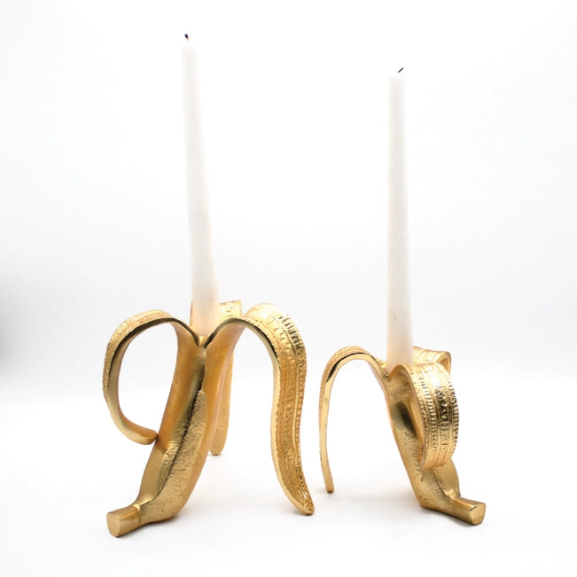 Gold Banana Candlestick (Set of 2)