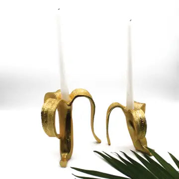 Gold Banana Candlestick (Set of 2)