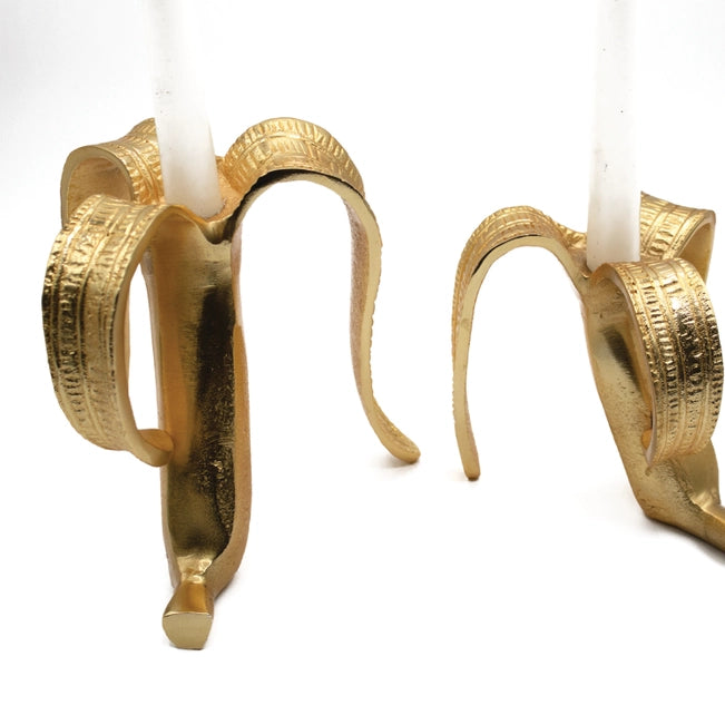 Gold Banana Candlestick (Set of 2)