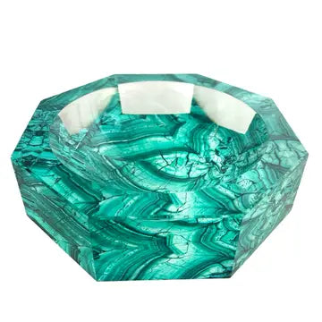 Malachite Octagonal Lucite Bowl