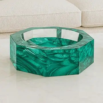Malachite Octagonal Lucite Bowl