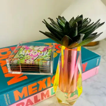 Pink & Yellow Acrylic Bud Vase
