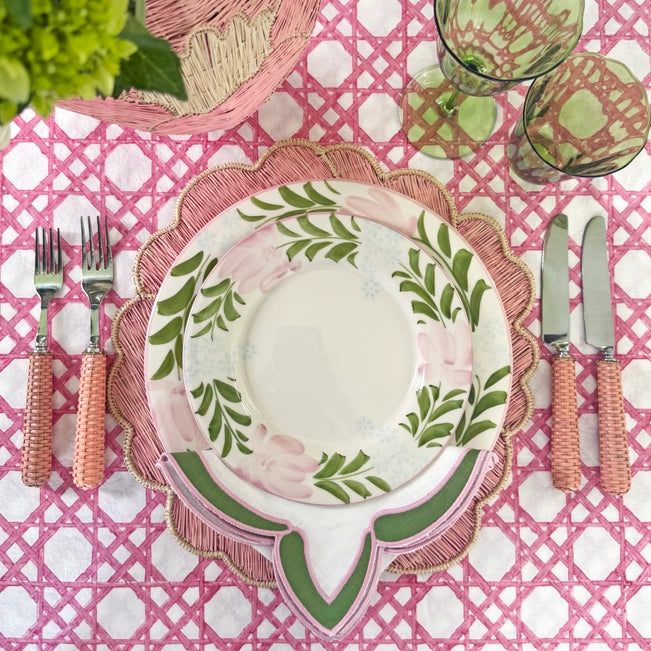 Poppy Green Appliqué Linen Napkin (Set of 4)
