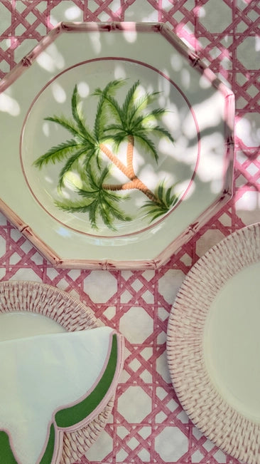 Poppy Green Appliqué Linen Napkin (Set of 4)