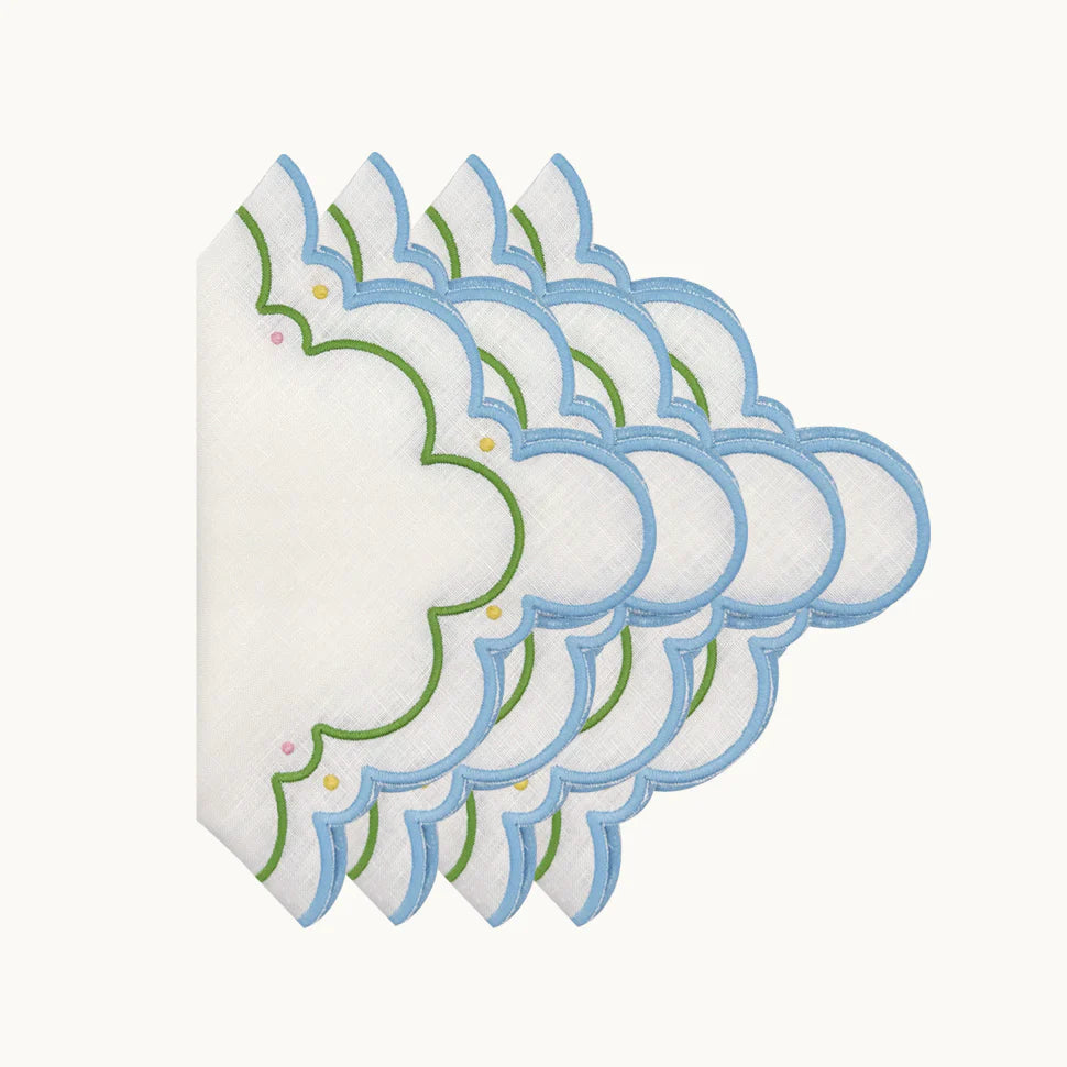 Sugus Embroidered Linen Scalloped Napkin